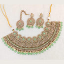 Pooja Bangles Gold Plated Kundan Stone And Beads Necklace Set