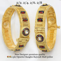 Pooja Bangles Kundan Stone Gold Plated Bangles Set