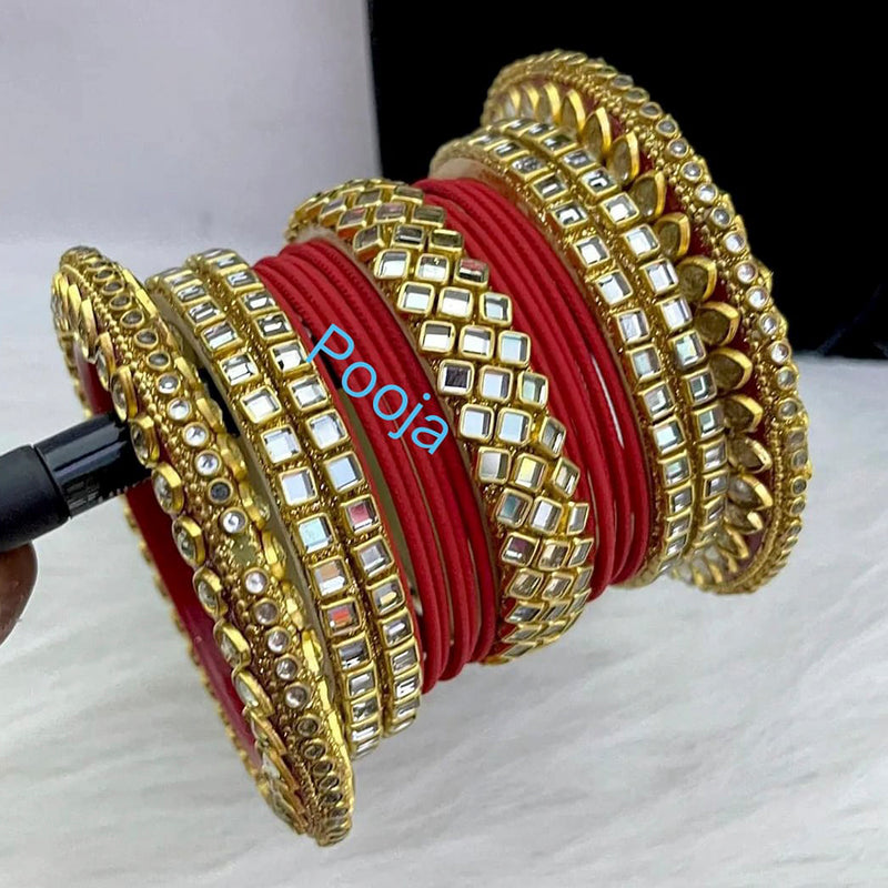 Pooja Bangles Kundan &  Thread Gold Plated Bangles Set