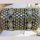 Pooja Bangles Oxidised Plated Mirror Work Bangles Set