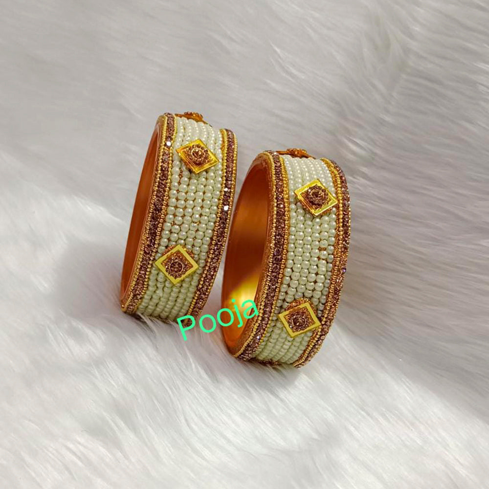 Pooja Bangles Gold Plated Pearl Bangles Set