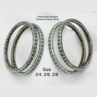 Pooja Bangles Silver Plated Pota Stone Bangles Set