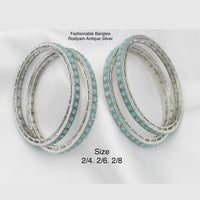 Pooja Bangles Silver Plated Pota Stone Bangles Set