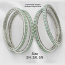 Pooja Bangles Silver Plated Pota Stone Bangles Set