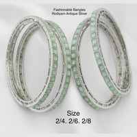Pooja Bangles Silver Plated Pota Stone Bangles Set