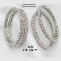 Pooja Bangles Silver Plated Pota Stone Bangles Set