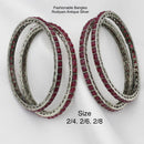 Pooja Bangles Silver Plated Pota Stone Bangles Set