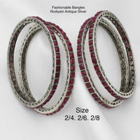 Pooja Bangles Silver Plated Pota Stone Bangles Set