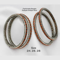 Pooja Bangles Silver Plated Pota Stone Bangles Set
