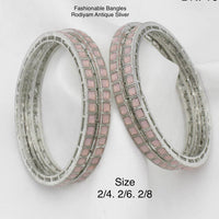 Pooja Bangles Silver Plated Pota Stone Bangles Set