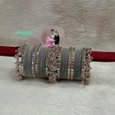 Pooja Bangles Silver Plated Mirror Velvet Bangle Set