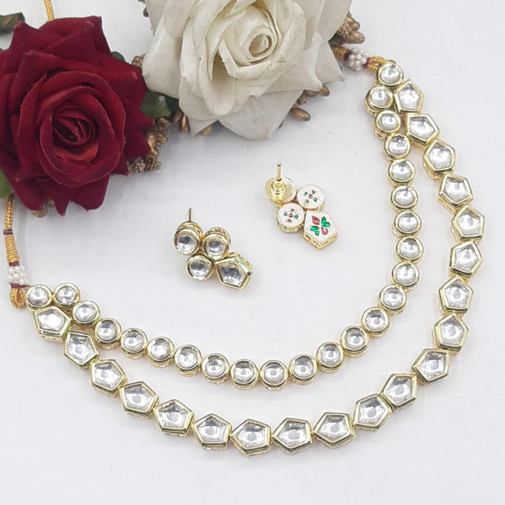 Pooja Bangles Gold Plated Kundan Stone Necklace Set