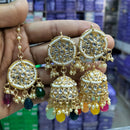 Pooja Bangles Gold Plated Jhumki Earrings With Maangtikka