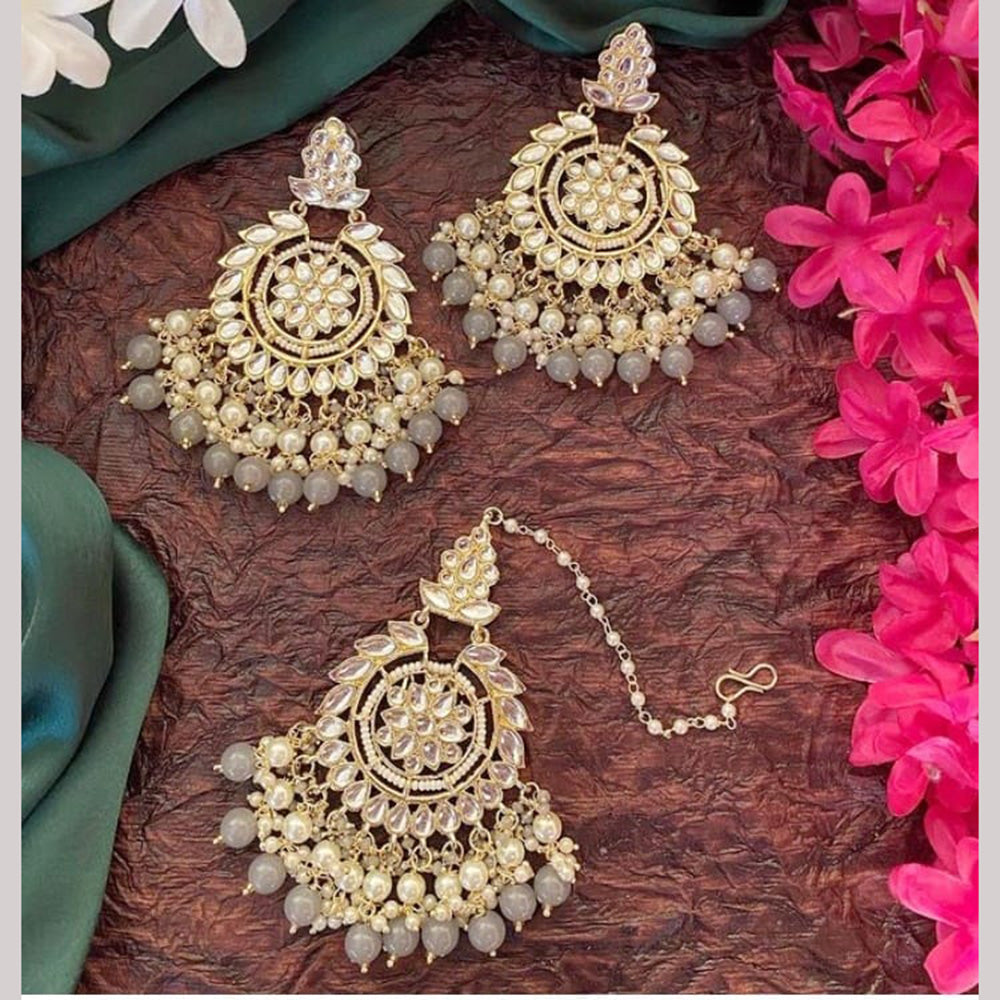 Pooja Bangles Gold Plated Dangler Earrings With Maangtikka