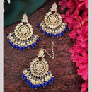 Pooja Bangles Gold Plated Dangler Earrings With Maangtikka