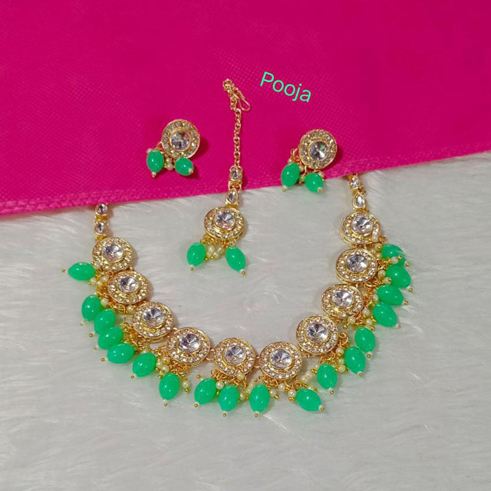 Pooja Bangles Gold Plated Crystal Stone Necklace Set
