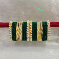 Pooja Bangles Gold Plated Velvet Bangle Set