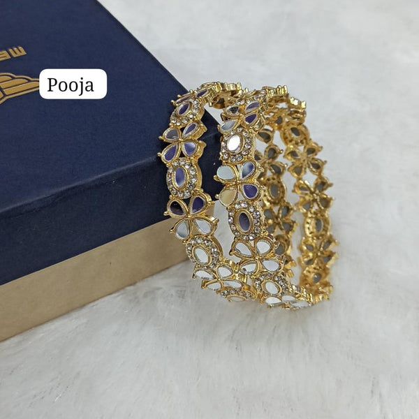 Pooja Bangles Gold Plated Mirror Work Bangles Set