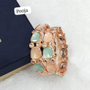 Pooja Bangles Rose Gold Plated Kundan Stone Bangles Set