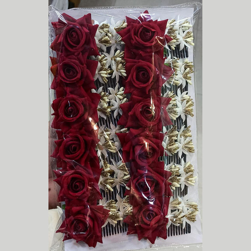 Pooja Bangles Floral Hair Clips (Pack Of 12)