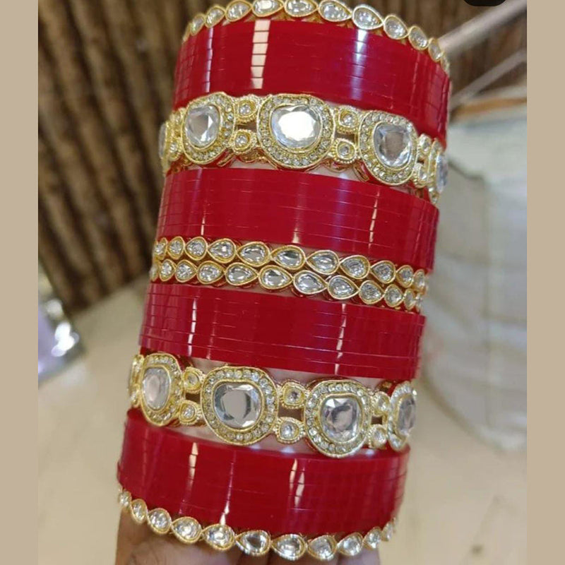 Pooja Bangles Gold Plated Kundan Acrylic Bangles Set