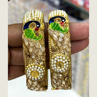 Pooja Bangles Gold Plated Meenakari And Crystal Bangles Set