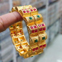 Pooja Bangles Gold Plated Pota Stone Bangles Set