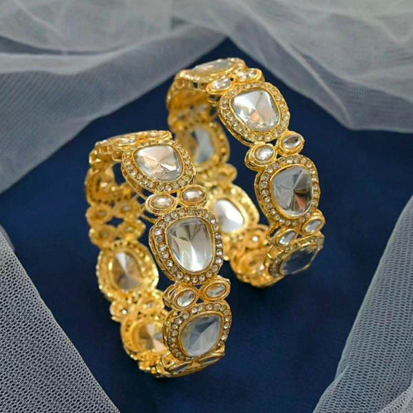 Pooja Bangles Gold  Plated Crystal Stone Bangle Set