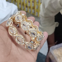 Pooja Bangles Gold Plated Crystal Stone Bangles Set