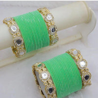 Pooja Bangles Gold Plated Austrian Stone And Velvet Bangles Set