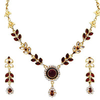 14Fashions Kundan Austrian Stone Gold Plated Necklace Set - 1100101