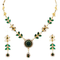 14Fashions Kundan Austrian Stone Gold Plated Necklace Set - 1100104