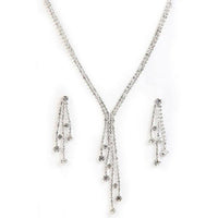 Tip Top Fashions Austrian Stone Rhodium Plated Necklace Set - 1101209