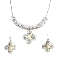 Tip Top Fashions Trendy White Floral Design Necklace Set - 1104104