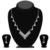 Tip Top Fashions Austrian Stone Silver Plated Necklace Set - 1104307