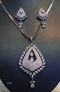 Jain Jewellers American Diamond Pendant Set - 11062319