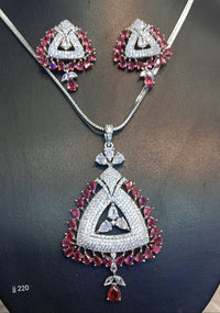 Jain Jewellers American Diamond Pendant Set - 11062322