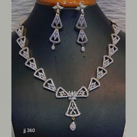 Jain Jewellers Gold Plated American Diamond Necklace Set - 11062635