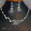Jain Jewellers Gold Plated American Diamond Necklace Set - 11062637