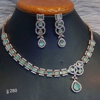 Jain Jewellers Gold Plated American Diamond Necklace Set - 11062648
