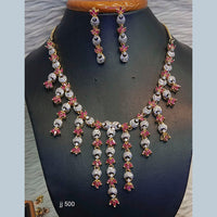 Jain Jewellers Gold Plated American Diamond Necklace Set - 11062654