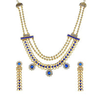 Tip Top Fashions Stone Gold Plated Traditional Necklace Set - 1106303B