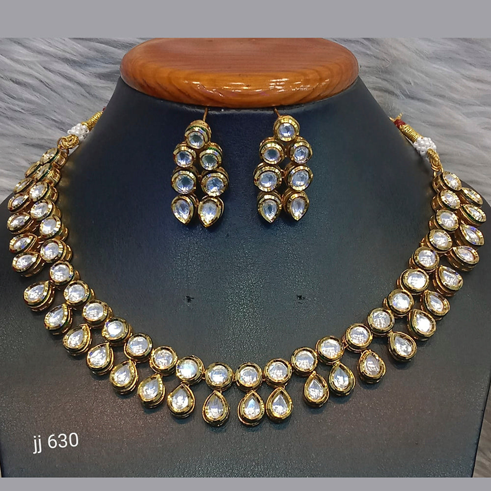 Jain Jewellers Gold Plated Kundan Stone Necklace Set