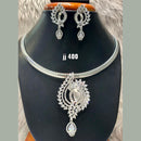 Jain Jewellers Silver Plated AD Stone Pendant Set