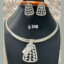Jain Jewellers Silver Plated AD Stone Pendant Set