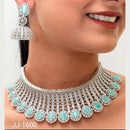 Jain Jewellers Silver Plated AD Stone Necklace Set