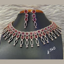 Jain Jewellers Rose Gold Plated AD Stone Necklace Set