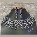 Jain Jewellers Silver Plated AD Stone Necklace Set