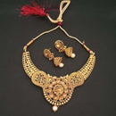 Amina Creation Brown Austrian Stone Gold Plated Necklace Set - 1107922A