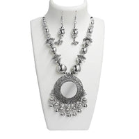 Jeweljunk Rhodium Plated Navratri Special Necklace Set - 1110827